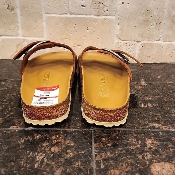 Birkenstock Brown Slide Sandals with Gold Buckle SIZE 39 - Picture 8 of 13